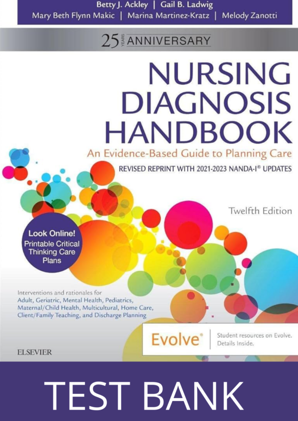 Nursing Diagnosis Handbook 12th Edition by Ackley Test Bank