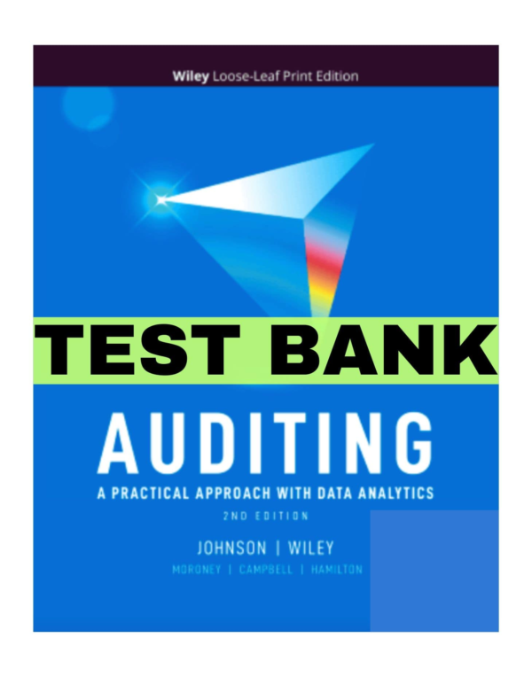 Auditing Practical Approach With Data Analytics 2nd Edition By Johnson Test Bank